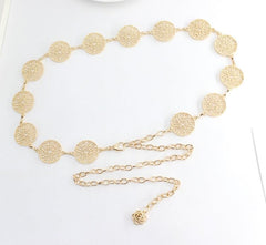 SYGA Women's Dress Waist Chain Metal Hook Chain Simple Decorative Thin Belt(Gold)