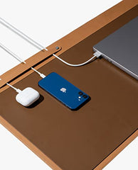 DailyObjects Large Premium Vegan Leather Desk Mat|Anti-Skid|Anti-Slip|85*45cm|Reversible Desk spread Turf Desk/Laptop Mat for Work from Home/Office/Gaming- Extended mouse pad and keyboard desk pad-Tan