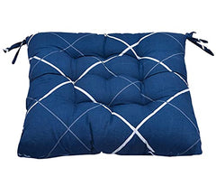 Kuber Industries Chair Pad|Chair Cushion Pad|Chair Cushion with Ties (Blue)