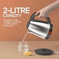 Longway Kestro 2 Ltr Electric Kettle with Water Bottle Combo | Automatic Shut-Off | Durable Stainless Steel Body For Boiling | 2 Years Warranty (2, litres)
