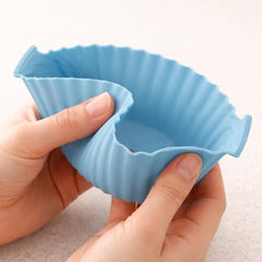 Air Fryer Silicone Liners Reusable – 6 Pack Food Grade Non-Stick Silicone Air Fryer Basket Bowl, Heat Resistant Baking Tray for Airfryer Oven Microwave, Easy Clean Safe Air Fryer