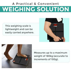 Eagle Weight Machine for Body Weight with 180 kg Capacity & 100 g Accuracy, Digital Bathroom Weighing Scale with 5mm Thick Tempered Glass, LCD Display, Anti-Skid & 2 Year Warranty, Black, EEP-1000A