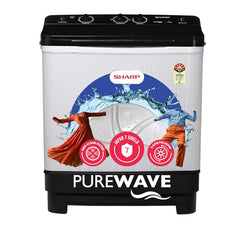SHARP 9.0 kg, 5 star, Semi-Automatic Top Loading Washing Machine with HydroBlast Wash, Quadroniq Pulsator, 1300 RPM (ES-SD90NB-PR, Ruby Red, Pure Wave)