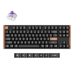Keychron K8 HE TKL Wireless Bluetooth 2.4G Wired Triple Mode Hot Swappable Hall Effect Keyboard with QMK VIA Aluminum+Wood Frame Rapid Trigger for Mac Windows Linux-White