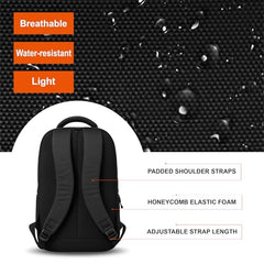 Lunar's Luxur 40L Laptop Backpack with 1 Year Warranty | Foam Padded Water Resistant School bag | Laptop Bag 15.6 Inch | Travel College bag for boys | Office bag for man (black_grey_orange)