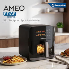 Crompton Ameo Edge 5L Digital Air Fryer, NutriGuard Technology, 10 Preset Menus, Interactive Digital Display, SilentPro Technology, Edge-to-Edge Design,1 Year Warranty (ACGAF-AMEO EDGE 5L)