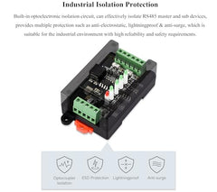 Industrial-Grade Isolated 2-Ch RS485 Hub, Expands 2-CH RS485 Sub Ports Via 1-CH RS485 Master Port, Supports RS485 Network Relay/Extension/Isolation Functions, Wide Baud Rate Range