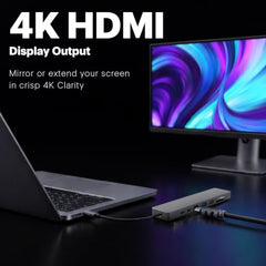 Amkette 8-in-1 Plus (A+C) USB Hub for Laptop, USB Hub Type C with USB 3.0, SD/TF Card Reader, 3.5mm Audio Jack, External HDD Support, Type C Hub Compatible with Windows, macOS & Linux
