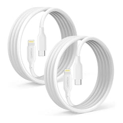 Czartech [1.2 Mt USB-C 20W Fast Charging cable Compatible with i-Phone,14,13, 12,11, X, 8, 7, 6, 5, i-Pad iPad Air and More [Nylon Braided,Black - Pack of 2]