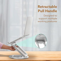 AGARO Foldable Laptop Stand Holder, 360° Rotating, Premium Metal Alloy, Ergonomic, Height Adjustable with Anti-Slip Silicone Pads, Heat Vent, Made for MacBook, HP, Dell, Lenovo, Laptops Up to 17"