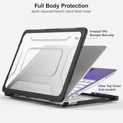 ProElite Transparent Case for MacBook Neo 13 inch 2026 Model Touch ID, Heavy Duty Honeycomb Hard Shell with Slim TPU Bumper and Fold Kickstand, Dark Blue