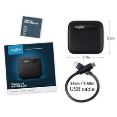 Crucial X6 4TB Portable SSD, Up to 8000MB/s, USB 3.2 USB-C, External Solid State Drive, Reliable Storage for Xbox, PS5, PC and Mac, for Casual Gamers & Home Usage, Black - CT4000X6SSD9