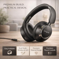ONYZE VORIC ON903 Over-Ear Wireless Headphones with ANC, Bluetooth 5.4, Dual Pairing, 40mm Drivers, Up to 60H Playtime, Foldable Premium Design (Obsidian Black)