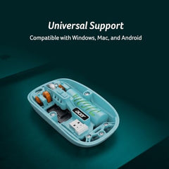 Acer Clearview Wireless Mouse, Dual Mode Bluetooth 5.2 & 2.4GHz, Rechargeable 500mAh Battery, RGB Lighting, 3200 DPI Adjustable, Silent Portable Mouse for Laptop, PC, Mac & Tablet, Blue