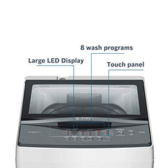 Bosch 7 kg 5 Star Fully Automatic Top Load Washing Machine,PowerWave Wash,Inbuilt Dual Lint Filter, Stainless Steel VarioDrum with 5 fin Pulsator, Water Save, Flex Drain, Dark Grey (WOE70AH0IN)