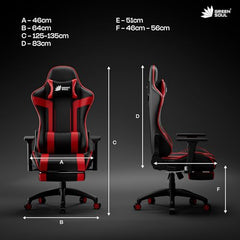 Green Soul Raptor 2.0 Racing Edition Ergonomic Gaming Chair with Premium PU Leather, Adjustable Neck & Lumbar Pillow, 3D Adjustable Armrests & Heavy Duty Nylon Base (Black & Red)