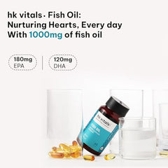 hk vitals Omega 3, 60 Fish Oil Capsules + Multivitamin, 60 Tablets | 1000mg Omega 3 with 180mg EPA and 120mg DHA | For Brain, Heart, and Joints Health
