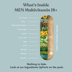 Earthful Multivitamin for Men | 100% Plant, Non-Synthetic | With Biotin, Iron, Zinc, Vitamin A, C, D3, K2 for Immunity, Hair, Skin & Bones - 60 Capsules | Pack of 2