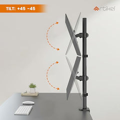 Artikel Double Monitor Desk Mount | Adjustable Heavy Duty Monitor Arms | VESA Mount with C Clamp & Grommet Mounting Base | Computer Monitor Stand for Screen up to 27 inch | Table Mounted | Black