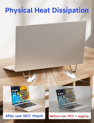 GadgetBite Laptop Mini Stand Premium Metal | Portable Invisible Laptop Riser for Desk, Bed & Table | Ergonomic Cooling Support for 12–20 Inch Laptops Silver (1 Pair)