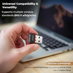 LAPCARE Bluetooth 4.2+ Dual-Band Wi-Fi USB Adapter | 650Mbps Wireless Nano Dongle | MU-MIMO Technology | Plug & Play for Windows | 2.4GHz & 5GHz Support (LWD-303)