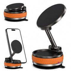 (1 Year Warranty) 360° N52 Strong Magnetic Vacuum Phone Holder, Strong Suction Mobile Mount for Car Dashboard, Windshield, Mirror & Smooth Surfaces, Hands-Free Universal Smartphone Holder - Black