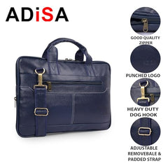 ADISA Laptop Bag for Men - Faux Leather Office Messenger Briefcase with Laptop Compartment for Work, Business, Corporate & Professional Use (LB6050)