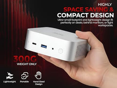 SKULLSAINTS Helix Core Series, Onboard LPDDR5, Dual NVMe PCIe SSD, USB 3.2, USB-C 10Gbps/4K, 2.5Gbps LAN, Wi-Fi 6, BT 5.2, 4K Triple Display Mini PC (i3-1215U, 12+512, Win 11 Pro)