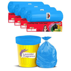 Shalimar Premium Scented Garbage Bags | Medium 19 X 21 Inches | 120 Bags (30 Bags X 4 Rolls) | Lavender Fragrance | Dustbin Bag/Trash Bag | (Blue) - Perforated Box for Easy Dispensing