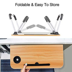 Foldable Bed Tray Lap Desk, Portable Lap Desk with Phone Slots Notebook Table Dorm Desk, Small Desk Folding Small Dormitory Table (Beige)