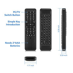 Pepper Jobs W10 GYRO Air TV Remote,QWERTY Keyboard Fly Mouse for Win 10, LED Backlit Keyboard Mini PC Controller, 6-Axis Gyro w/Learning Remote Control Function