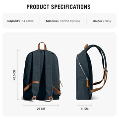 DailyObjects Pedal Everyday Casual Laptop Backpack (16L) Fits Upto 14 Inch Laptop, Unisex Travel Backpack Durable Canvas Material, Zippered Compartments With Pockets (Beige)
