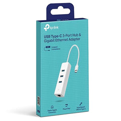 TP-link UE330 USB 3.0 3-Port Hub & Gigabit Ethernet Adapter 2 in 1 USB Adapter - Plug and Play
