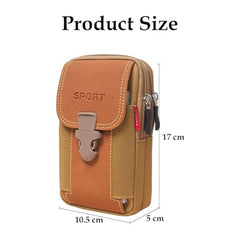 MOMISY Men's Nylon Utility Pouch, Multi-Compartment Travel Phone Bag with Buckle, 17 x 10.5 x 5 cm, Khaki