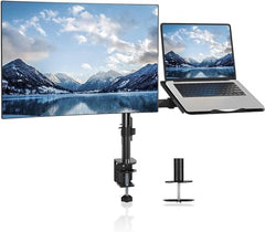 LIONS HEAD Monitor Stand with Laptop Tray - Basic Pole Mount for 22-32 Inch Monitors, Tilt Adjustable, Ergonomic Design, Weight Support 8 kg, Self Installation