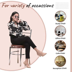 RATISON Office Visitor Study Chair Home Restaurant Steel Multipurpose with a Leather Cushion Steel Chrome Chair with Ring (Green, 6)