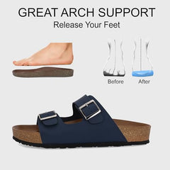 Centrino Sandals for Men | Berkin-Style Slip-On Casual Sandal with Open Toe Design |Lightweight On-Grip Sole for Outdoor Wear|Men Open Toe Buckle Strap Sandals| Summer Slip-On Slipper|Perfect For Monsoon Rainy Season NAVY 13 UK(7313)