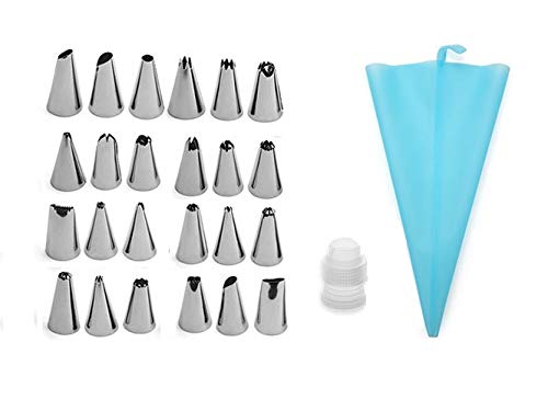 SYGA Set of 24 Russian Nozzles Cake Nozzles Cake Decoration Pastry Nozzle with Coupler and Icing Bag