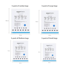 amazon basics Vacuum Compression Storage Bags with Hand Pump - Medium, 5-Pack