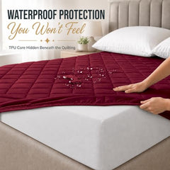 Cloth Fusion Cotton Waterproof Mattress Protector, King 78x72 in | Navy Blue,100% Cotton Top, 150 GSM Polyfill, Leakproof TPU, Hypoallergenic, Elastic Fit, Quilted Bed Cover Protector