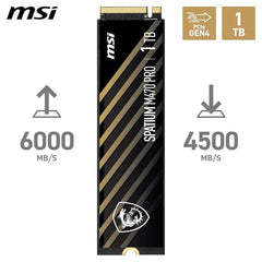 MSI SSD SPATIUM M470 Pro PCIe 4.0 NVMe M.2 1TB - PCIe 4.0 NVMe M.2 Internal Solid State Drive, 6000MB/s Read & 4500MB/s Write, 3D NAND, Built-in Data Security, Center - 5 Year Warranty (320 TBW)