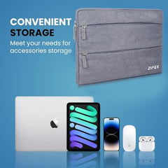 360 Protective 16 Inch Laptop Sleeve Case & Charger Pouch with 2 Front Pockets & Carry Handle | Compatible with 15-16 inch HP, DELL, Asus, Mackbook Devices | Water-Resistant | Blue