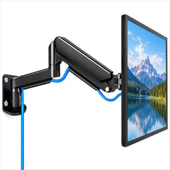 Dyazo Single Monitor Desk Mount Stand | Height Adjustable Fully Articulating Arm for 13–32 Inch Screens | VESA 75×75/100×100 Compatible | Tilt & Rotate Monitor Holder with C-Clamp/Grommet Base (Black)