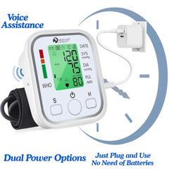 D MEDICARE Fully Automatic Digital Blood Pressure Monitor for Home Use | One Touch Operation, Smart Voice Function, Dual Power Option, Dual User Memory Storage