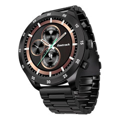 Fastrack MYND 1.93” AMOLED Display Smart Watch for Men & Women with AI Watch Faces,AI Chat,Offline Voice Commands,Curved Metallic Design,Functional Crown,BT Calling, Health Suite,100+ multisport modes