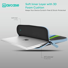 AirCase Protective Laptop Bag Sleeve fits Upto 15.6" Laptop/MacBook, Wrinkle Free, Padded, Waterproof Light Neoprene case Cover Pouch, for Men & Women, Blue- 6 Months Warranty