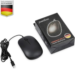 Perixx PERIMICE-201U B, Wired USB Mouse - 3 Button - 800dpi Optical Resolution - Illuminated Wheel - 5 Ft Cable - Black