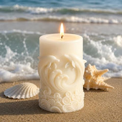 Decorative Fragrance Candle with Raised 3D Ivory Swirl Pillar Artwork | Long Burning Scented Candle for Home Décor, Living Room, Bedroom, Meditation Space, Table Decoration & Gift