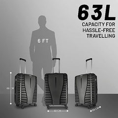 Aristocrat Airpro Set of 3 (Cabin+Medium+Large) Trolley Bags, Jet Black