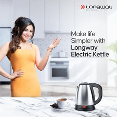 Longway Kestro 2 Ltr Electric Kettle with Water Bottle Combo | Automatic Shut-Off | Durable Stainless Steel Body For Boiling | 2 Years Warranty (2, litres)